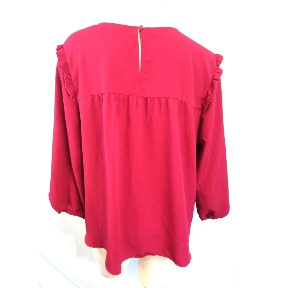 Juicy Couture Size XL Raspberry Colored Ruffled Blouse - Picture 3 of 7